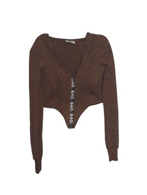 Bad Society Club Brown Heather Cropped Hoodie Size XXS